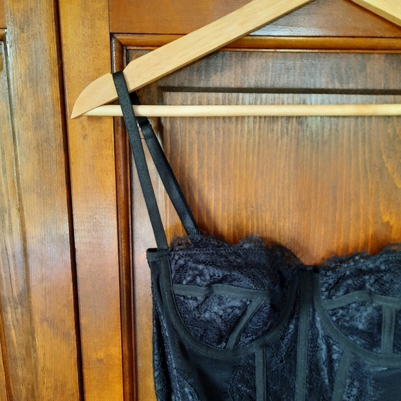NWOT Dealmore Black Sheer Lace Underwire Structured Corset Bra Size Small - Picture 4 of 12